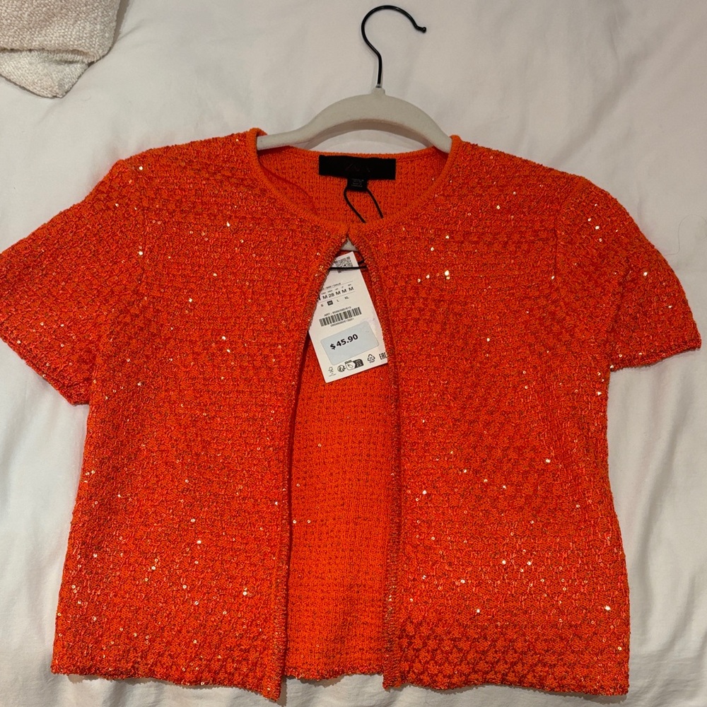 Zara Orange Short-Sleeve Blouse